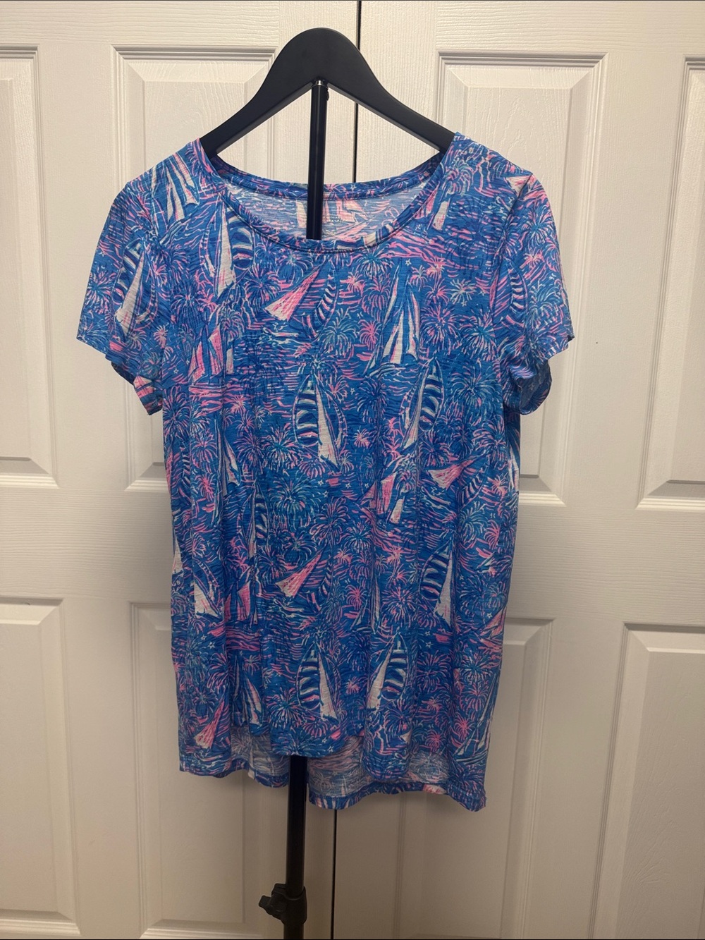 Lilly Pulitzer Blue & Pink Sailboat Print Short Sleeve Tee